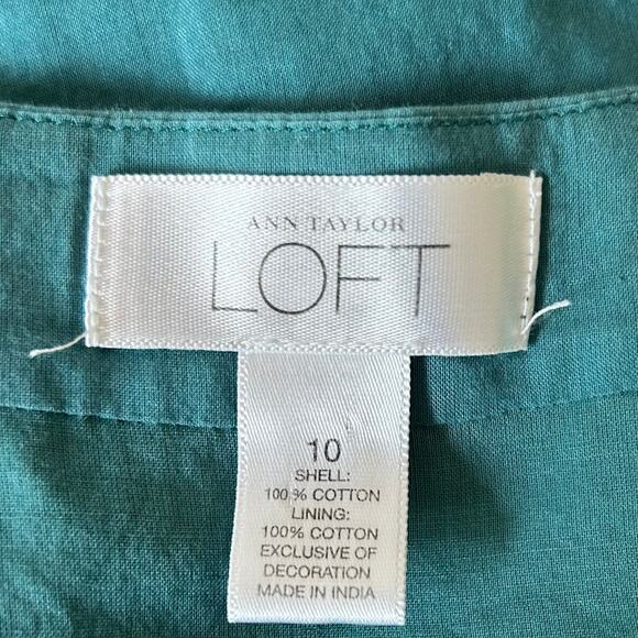 Loft babydoll bell sleeve beaded neckline cotton fairy Boho hippie teal blue M - Picture 12 of 12